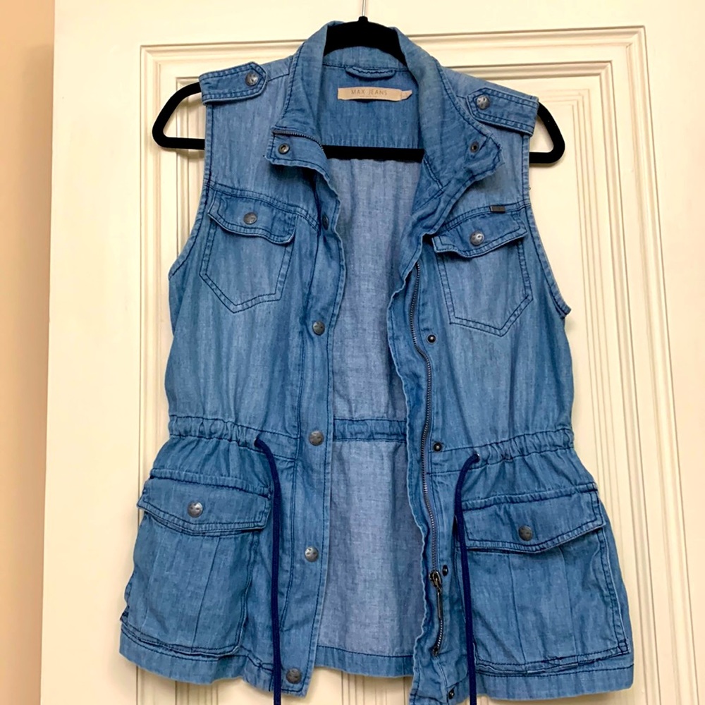 Denim safari vest